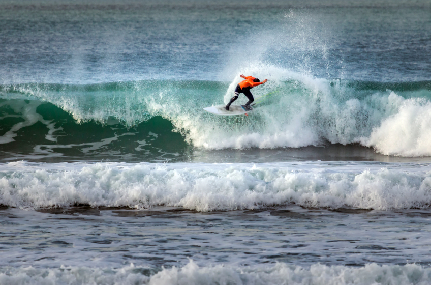 Surfing at Fistral Beach