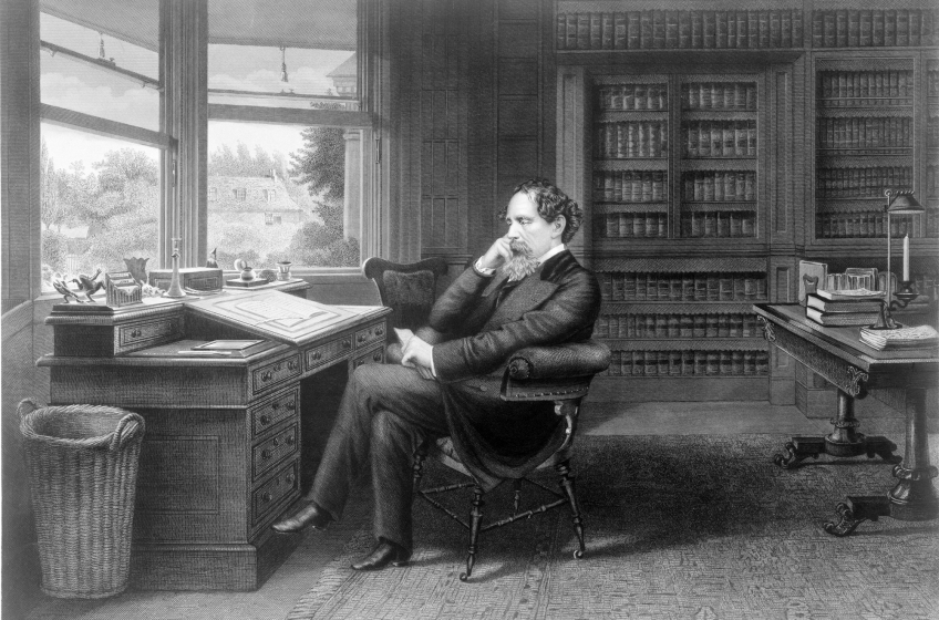 Charles Dickens in his study at Gads Hill