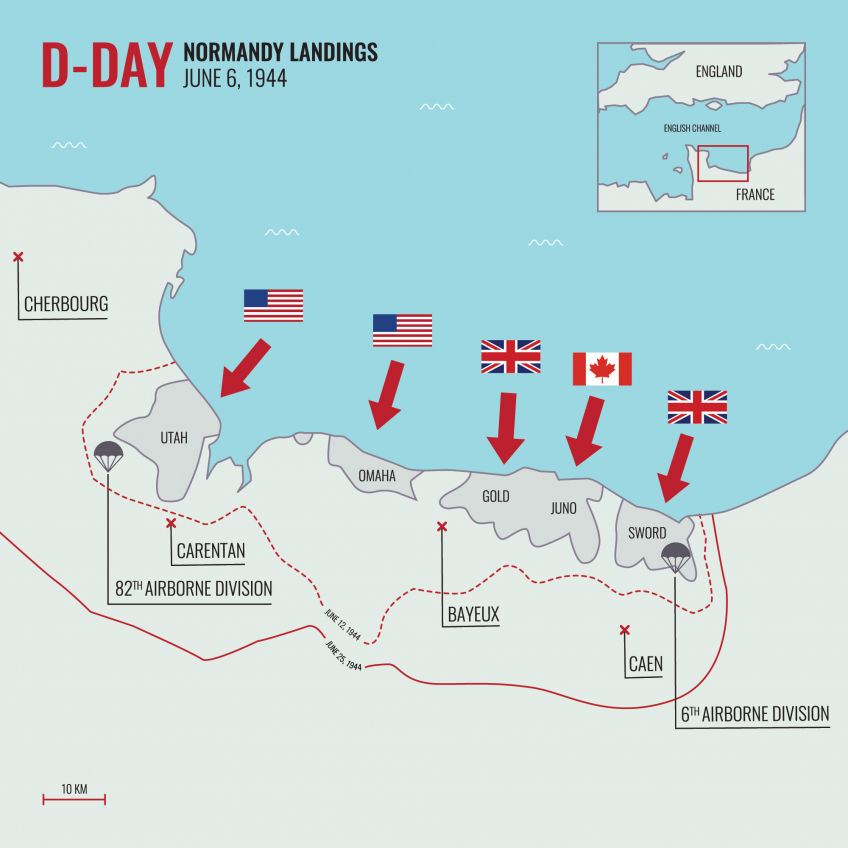 D-Day Landing Beaches Map