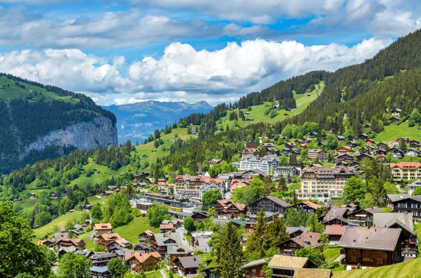 Aerial View of Wengen, Switzerland
