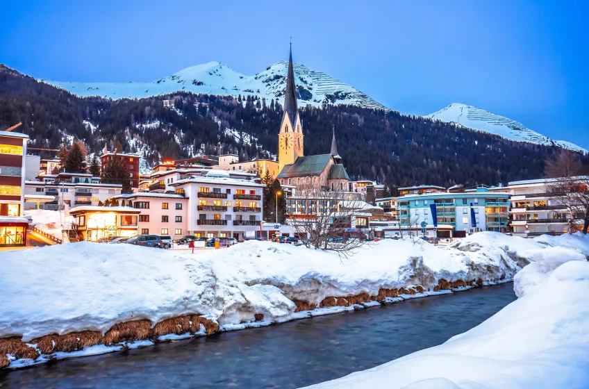Evening View of Davos, Switzerland