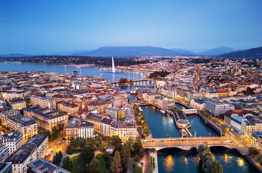 Aerial View of Geneva, Switzerland